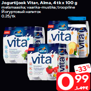 Allahindlus - Jogurtijook Vita+, Alma, 4 tk x 100 g