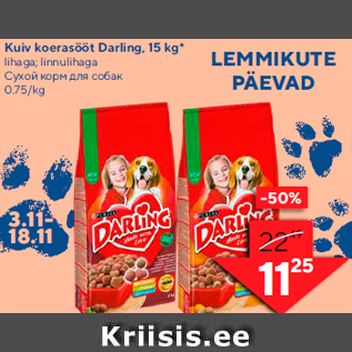 Allahindlus - Kuiv koerasööt Darling, 15 kg*