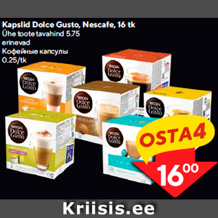 Allahindlus - Kapslid Dolce Gusto, Nescafe, 16 tk