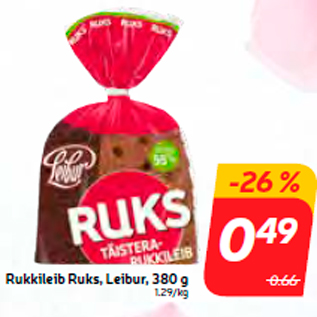 Скидка - Ржаной хлеб Ruks, Leibur, 380 г