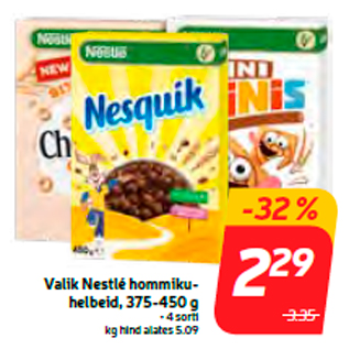 Allahindlus - Valik Nestlé hommikuhelbeid, 375-450 g