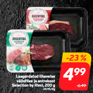 Allahindlus - Laagerdatud lihaveise välisfilee ja antrekoot Selection by Rimi, 200 g