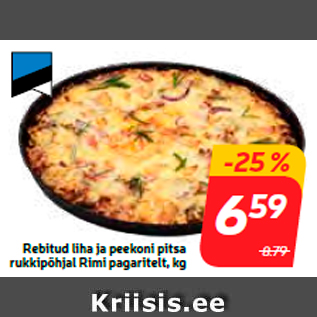 Скидка - Пицца на ржаной основе с мясом и беконом Rimi, кг