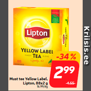 Allahindlus - Must tee Yellow Label, Lipton, 88x2 g