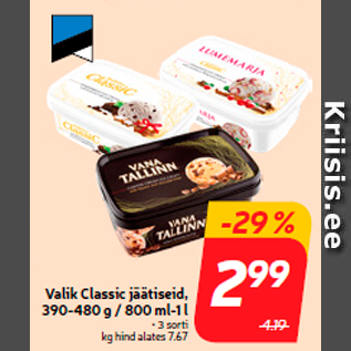 Allahindlus - Valik Classic jäätiseid, 390-480 g / 800 ml-1 l