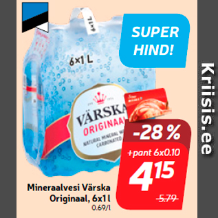 Allahindlus - Mineraalvesi Värska Originaal, 6x1 l