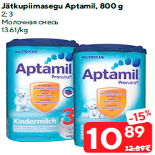 Allahindlus - Jätkupiimasegu Aptamil, 800 g 2; 3