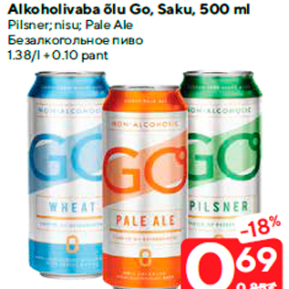Allahindlus - Alkoholivaba õlu Go, Saku, 500 ml