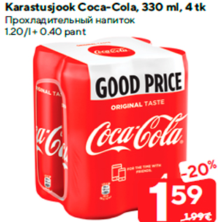 Allahindlus - Karastusjook Coca-Cola, 330 ml, 4 tk