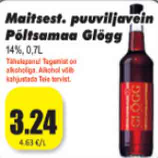 Скидка - Фруктовое вино Põltsamaa Глёгг 14%, 0,7 л