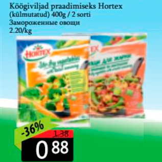 Allahindlus - Köögiviljad praadimiseks Hortex