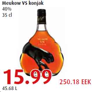 Allahindlus - Meukow VS konjak 40% 35 cl
