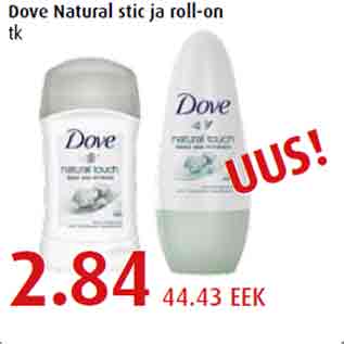 Allahindlus - Dove Natural stic ja roll-on tk