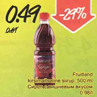 Allahindlus - Fruitlаnd kirsimaitseline siirup, 500 ml