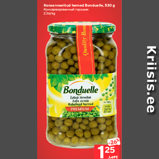 Allahindlus - Konserveeritud herned Bonduelle, 530 g