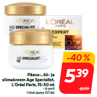 Allahindlus - Päeva-, öö- ja silmakreem Age Specialist, L