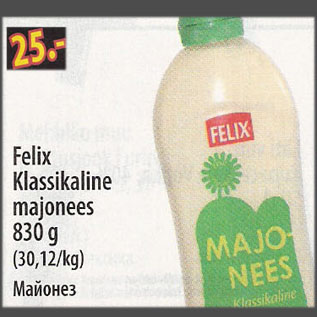 Allahindlus - Felix Klassikaline majonees, 830 g