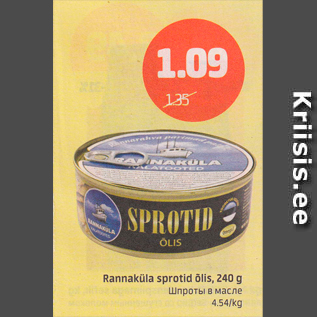 Allahindlus - Rannaküla sprotid õlis, 240 g