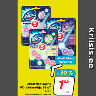 Allahindlus - Domestos Power 5 WC-värskendaja, 55 g** • 3 sorti