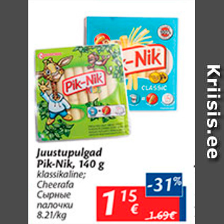 Allahindlus - Juustupulgad Pik-Nik, 140 g