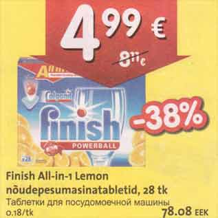 Allahindlus - Finish All-in-1 Lemon nõudepesumasinatabletid