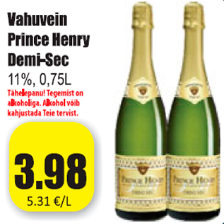 Allahindlus - Vahuvein Prince henry Demi-Sec