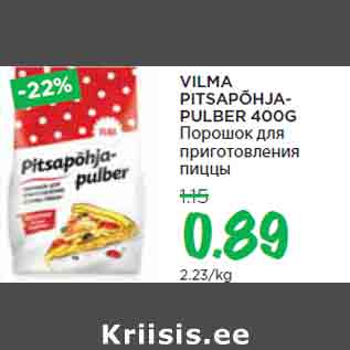 Allahindlus - VILMA PITSAPÕHJAPULBER 400G