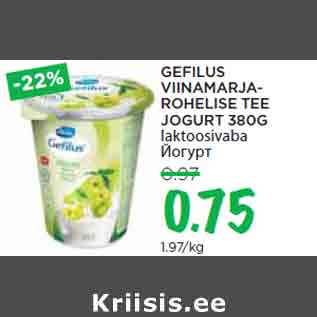 Allahindlus - GEFILUS VIINAMARJAROHELISE TEE JOGURT 380G laktoosivaba