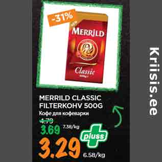 Allahindlus - MERRILD CLASSIC FILTERKOHV 500G