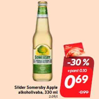 Скидка - Сидр Somersby Apple безалкогольный, 330 мл