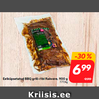 Allahindlus - Eelküpsetatud BBQ grill-ribi Rakvere, 900 g