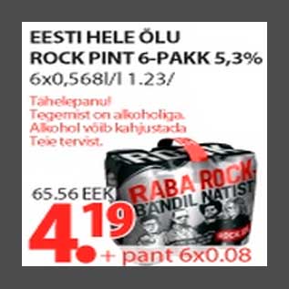 Allahindlus - Eesti hele õlu Rock Pint 6-pakk