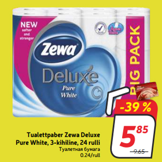 Allahindlus - Tualettpaber Zewa Deluxe Pure White, 3-kihiline, 24 rulli