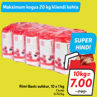 Allahindlus - Rimi Basic suhkur, 10 x 1 kg