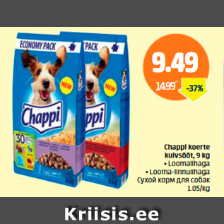 Allahindlus - Chappi koerte kuivsööt, 9 kg