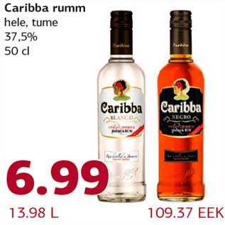 Allahindlus - Caribba rumm hele, tume 37,5% 50 cl