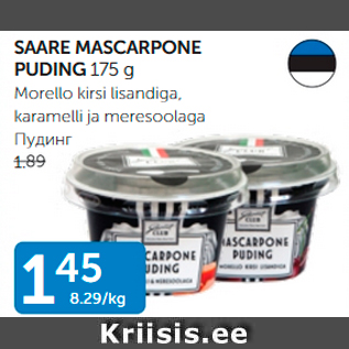 Allahindlus - SAARE MASCARPONE PUDING 175 G