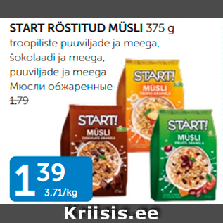 Allahindlus - START RÖSTITUD MÜSLI 375 G