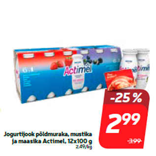 Allahindlus - Jogurtijook põldmuraka, mustika ja maasika Actimel, 12x100 g