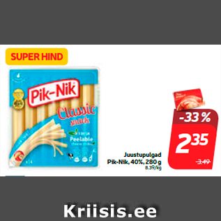 Скидка - Сырные палочки ПPik-Nik, 40%, 280 г