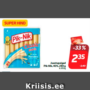 Allahindlus - Juustupulgad Pik-Nik, 40%, 280 g