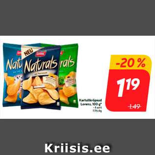 Allahindlus - Kartulikrõpsud Lorenz, 100 g*