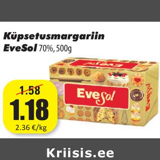 Allahindlus - Küpsetusmargariin EveSol 70%, 500g