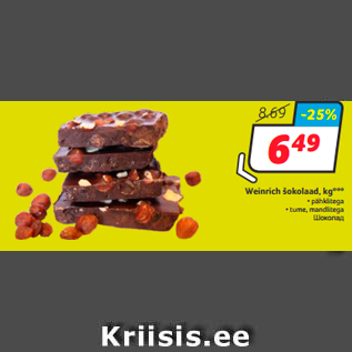 Allahindlus - Weinrich šokolaad, kg***