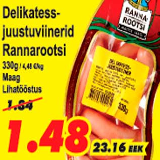 Allahindlus - Delikatess juustuviinerid Rannarootsi Maag Lihatööstus