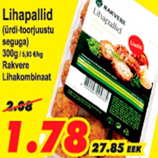 Allahindlus - Lihapallid ürdi-toorjuustu seguga Rakvere Lihakombinaat