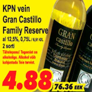 Allahindlus - KPN vein Gran Castillo Family Reserve