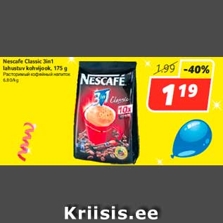 Allahindlus - Nescafe Classic 3in1 lahustuv kohvijook, 175 g