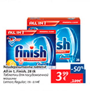Allahindlus - Nõudepesumasina tabletid All in 1, Finish, 28 tk