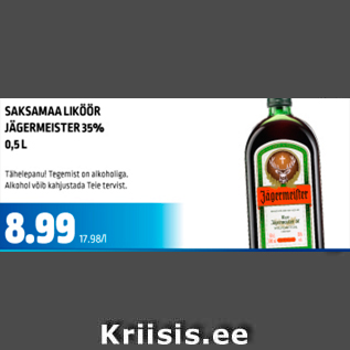 Allahindlus - SAKSAMAA LIKÖÖR JAGERMEISTER